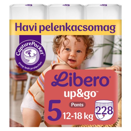 Libero Up&Go 5 bugyipelenka, 12-18 kg, 228 db + ajándék toalettpapír