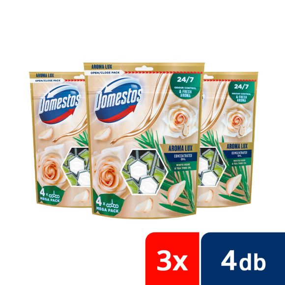 Domestos Aroma Lux WC-frissítő rúd, white rosebuds & tea tree oil (12x55 g)