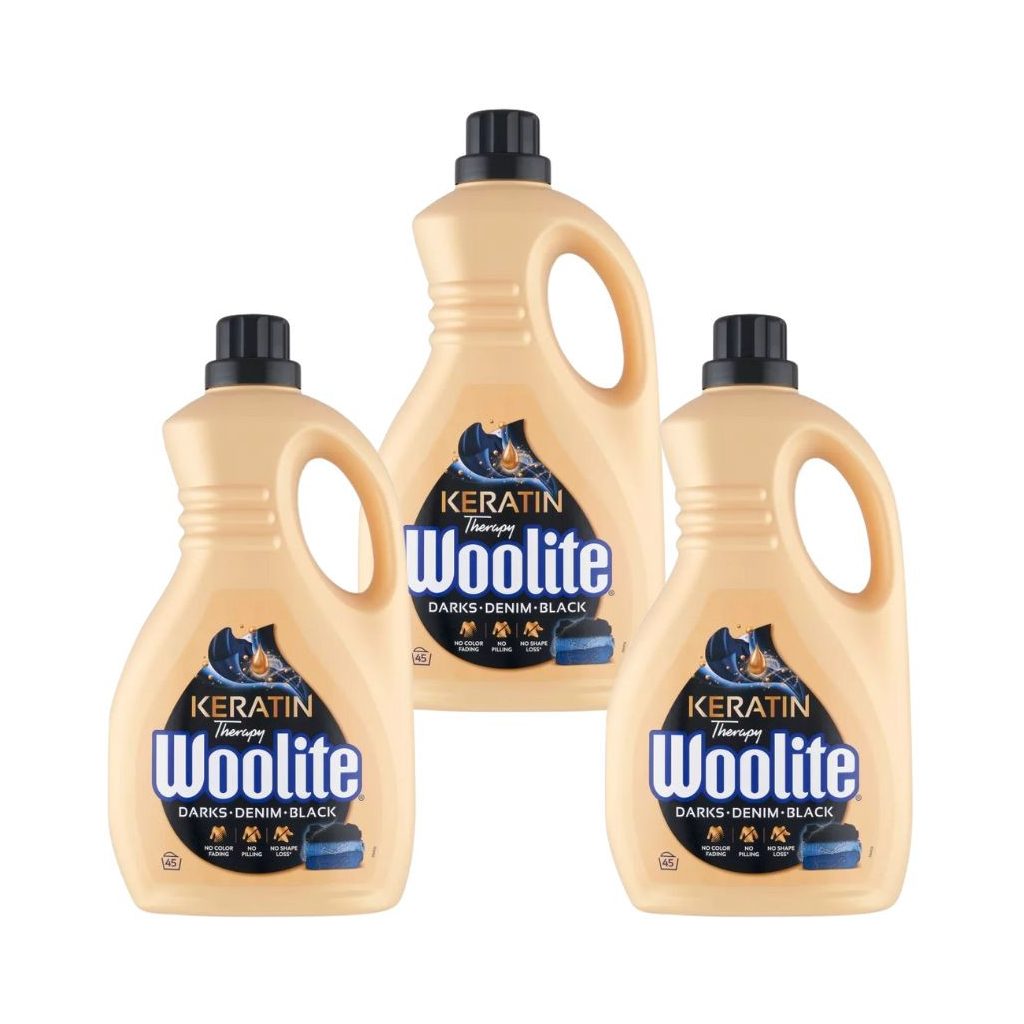 Woolite Keratin Therapy mosószer sötét ruhákhoz 3x2,7 liter (135 mosás)