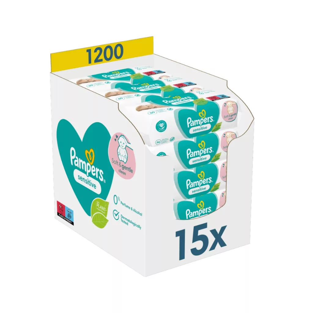 Pampers Premium Care Pants bugyipelenka 5, 12-17 kg, HAVI PELENKACSOMAG 102 db + Pampers Sensitive nedves törlőkendő