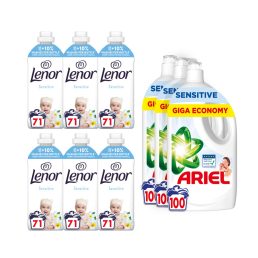   INGYENES SZÁLLÍTÁS - Ariel Sensitive Skin folyékony mosószer 3x4,5 liter (300 mosás) + Lenor Öblítő Sensitive skin 6x1491 ml (426 mosás)
