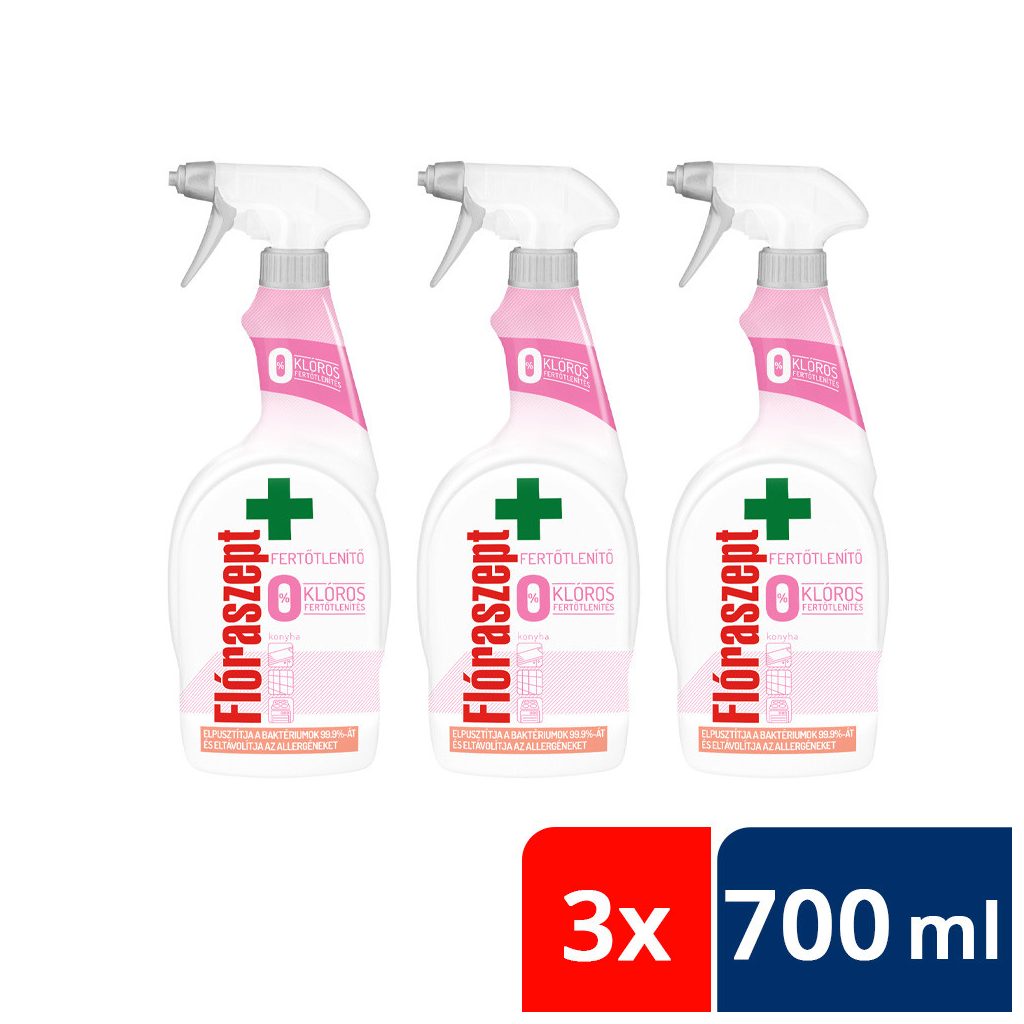 Flóraszept 0% klóros konyhai fertőtlenítő spray 3x700 ml
