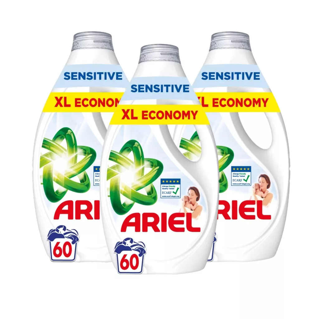 Ariel Sensitive Skin folyékony mosószer 3x2,7 liter (180 mosás)