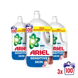   INGYENES SZÁLLÍTÁS - Ariel Sensitive Skin folyékony mosószer 3x4,5 liter (300 mosás)