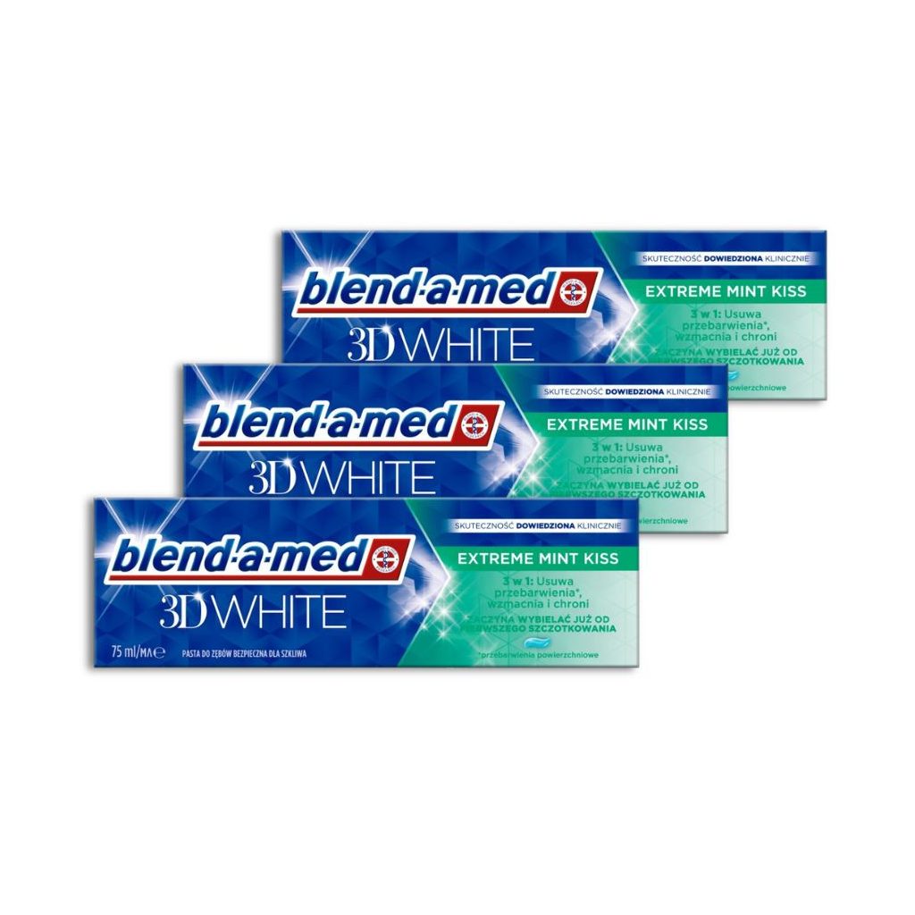 Blend-a-med 3D White Extreme Mint Kiss fogkrém 3x75 ml