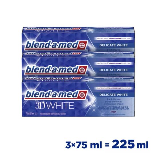 Blend-a-med 3D White Delicate White 3 az 1-ben fogkrém 3x75 ml