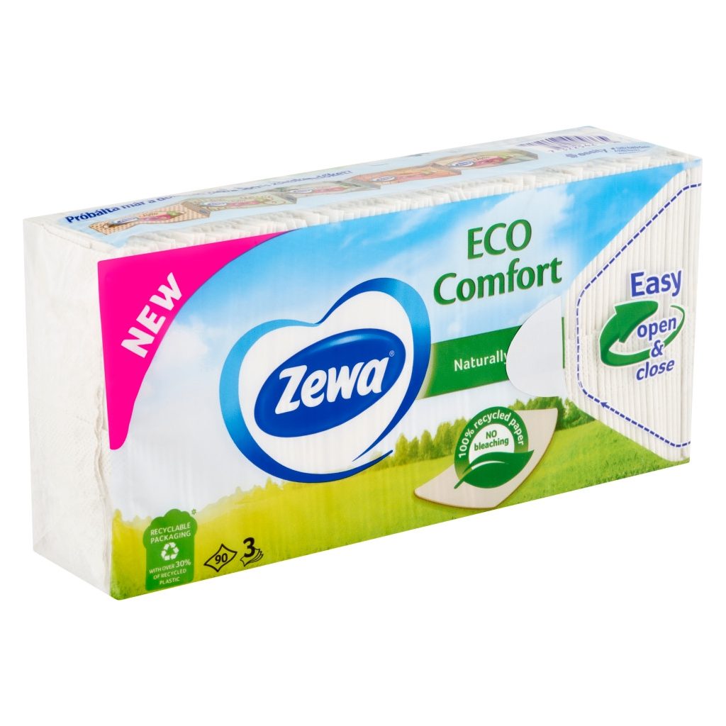 Zewa Eco Comfort illatmentes 3 rétegű papírzsebkendő (3x90 db)
