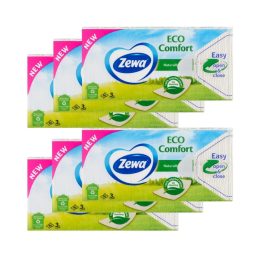   Zewa Eco Comfort illatmentes 3 rétegű papírzsebkendő (6x90 db)