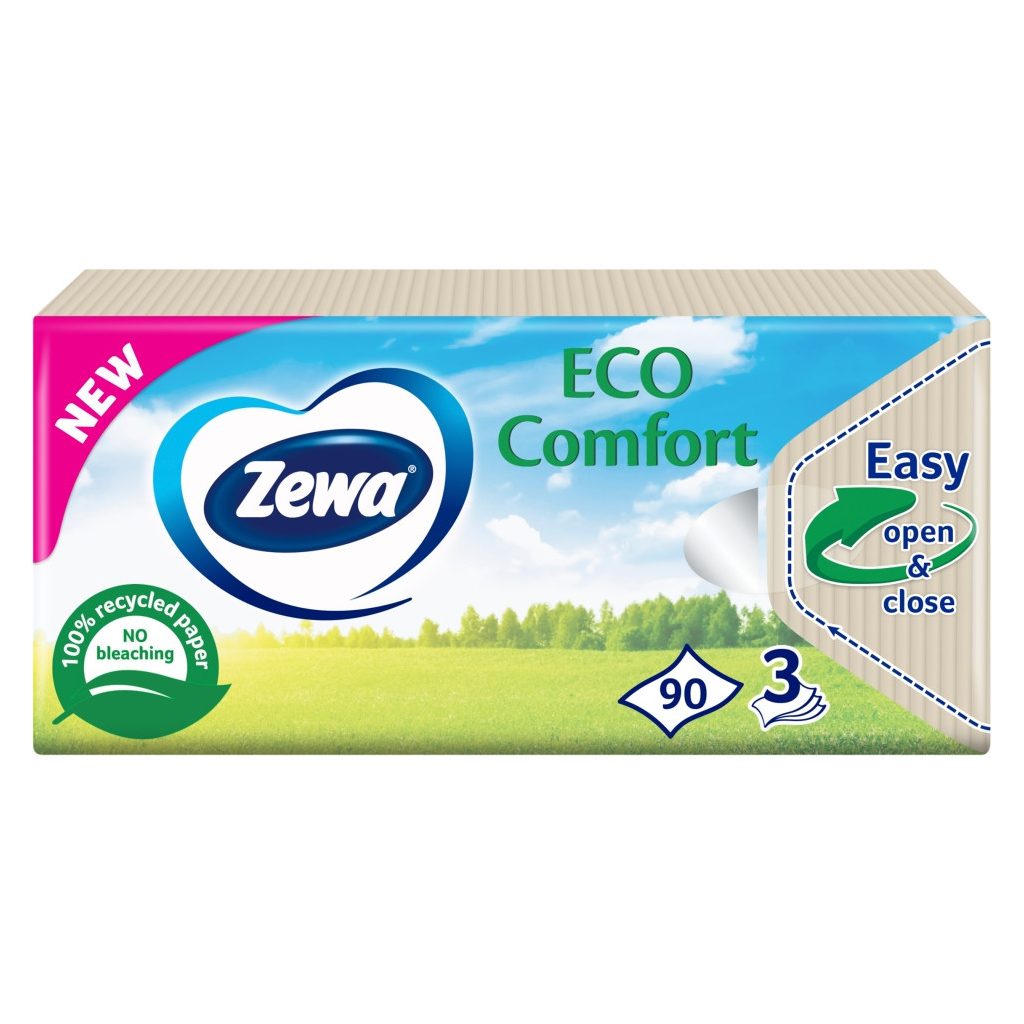 Zewa Eco Comfort illatmentes 3 rétegű papírzsebkendő (6x90 db)