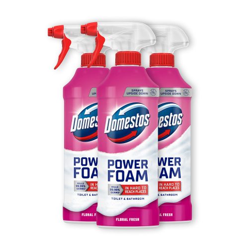 Domestos Power Foam Hab spray Floral Fresh (3x435 ml) + ajándék vileda