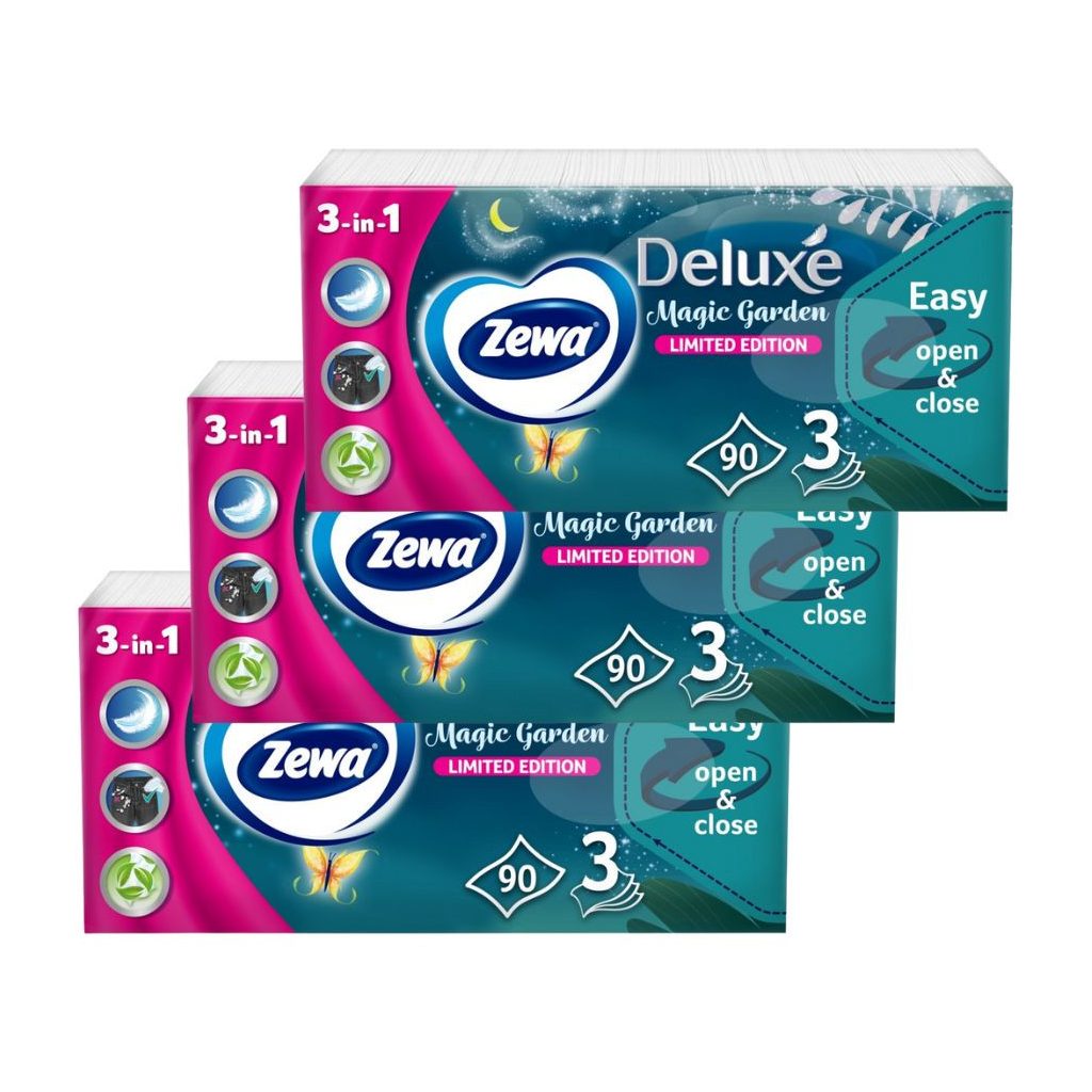 Zewa Deluxe Magic Garden 3 rétegű illatosított papír zsebkendő (3x90 db)