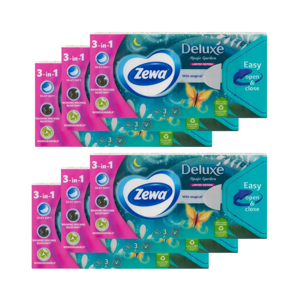 Zewa Deluxe Magic Garden 3 rétegű illatosított papír zsebkendő (6x90 db)
