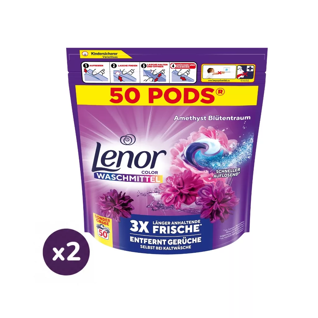 Lenor PODS® Amethyst Flower Bloom Color Mosókapszula 2x50 db (100 mosás)
