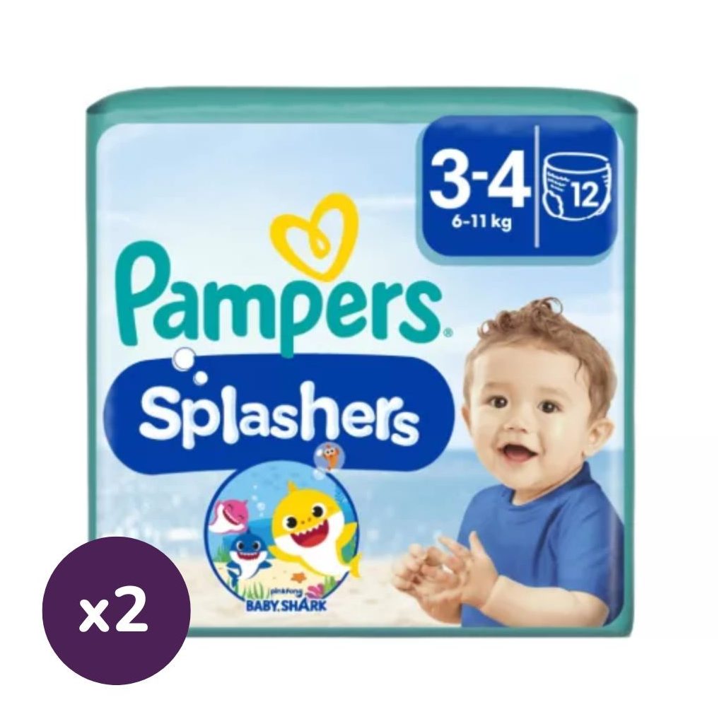 Pampers Splashers úszópelenka, méret: 3-4 (6-11 kg), 1+1, 24 db + ajándék Mancs Őrjárat törölköző