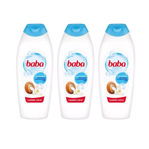 Baba tusfürdő shea vajjal és narancsvirággal 3x750 ml + ajándék matrica + ajándék törölköző