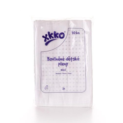 KIKKO Pelenkák pamut Classic 70x70 cm, fehér 10 db