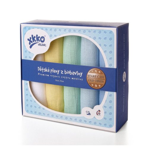 KIKKO Gyermek pelenkák biopamutból Régi idők 70x70 (5 db) – pasztell, fiúknak
