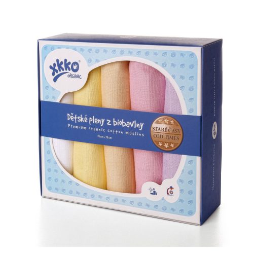 KIKKO Pelenkák gyermek biopamutból Régi idők 70x70 (5 db) – pasztell, lányoknak