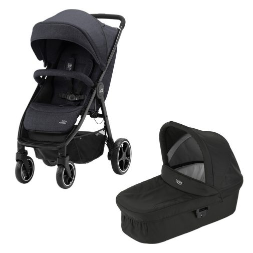 Britax Römer B-Agile M sport babakocsi - Black Shadow+merevfalú mózeskosár - Cosmos Black