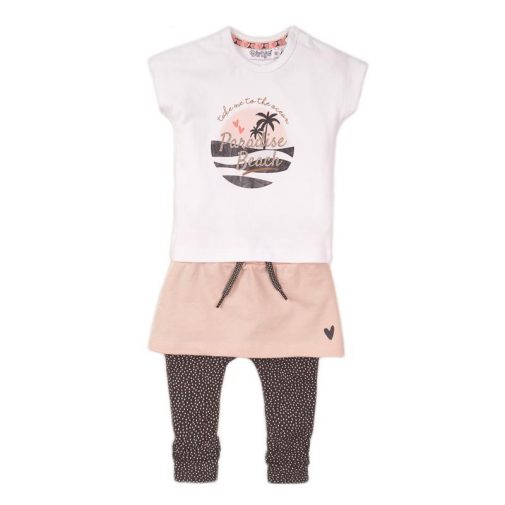DIRKJE 3 részes szett szoknyával 80 White+Smokey Pink+Smokey Grey+aop