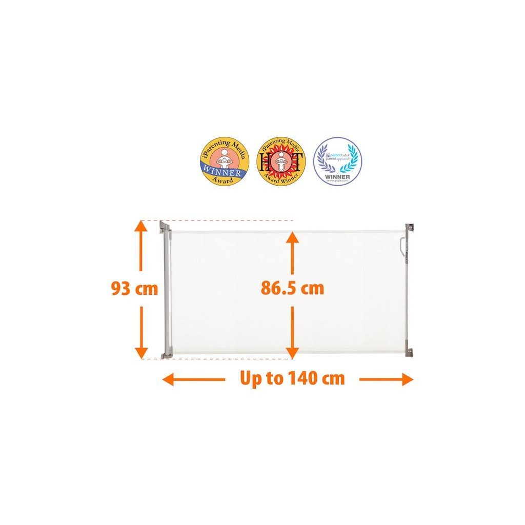 DREAMBABY Biztonsági visszahúzható rács 0-140 cm fehér