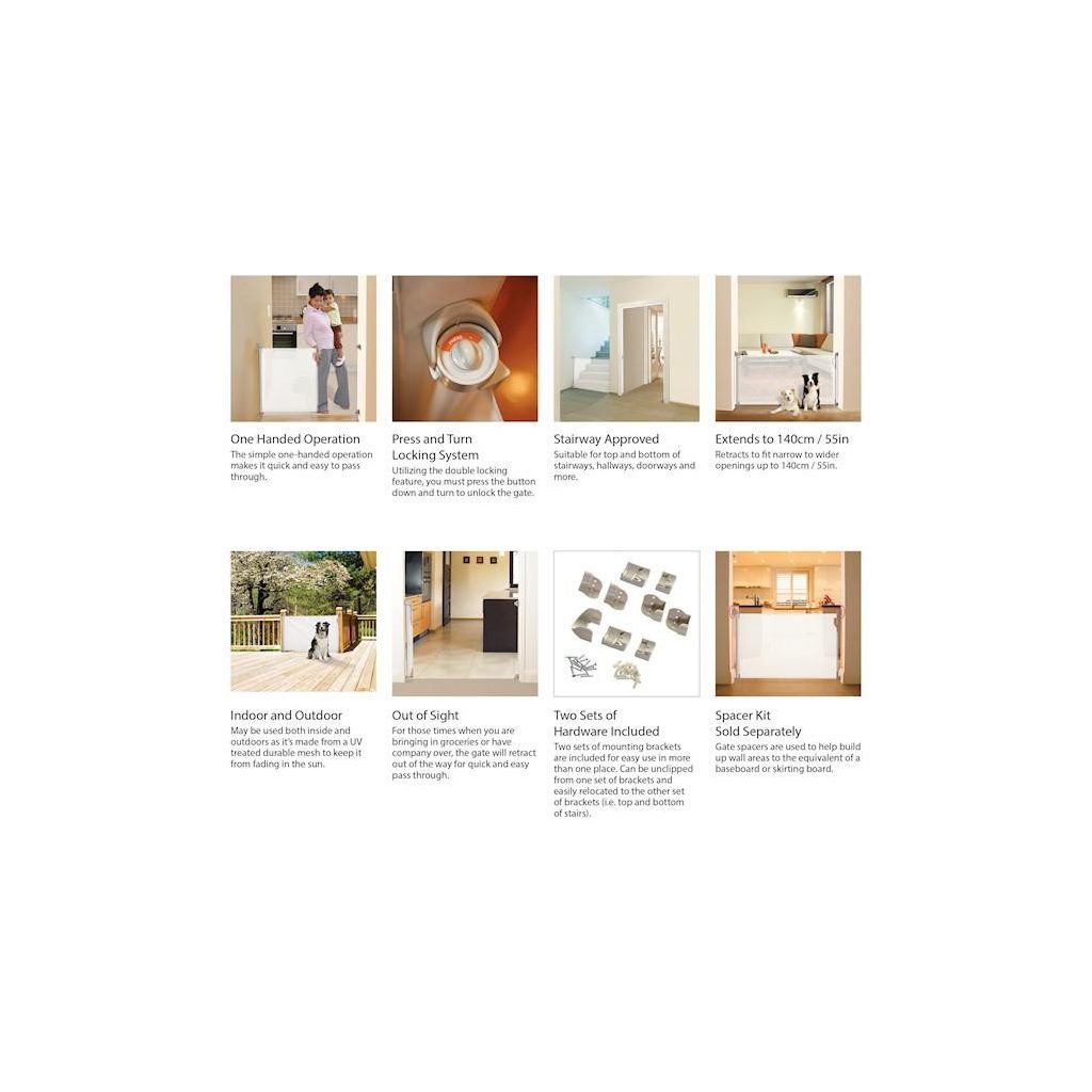 DREAMBABY Biztonsági visszahúzható rács 0-140 cm szürke