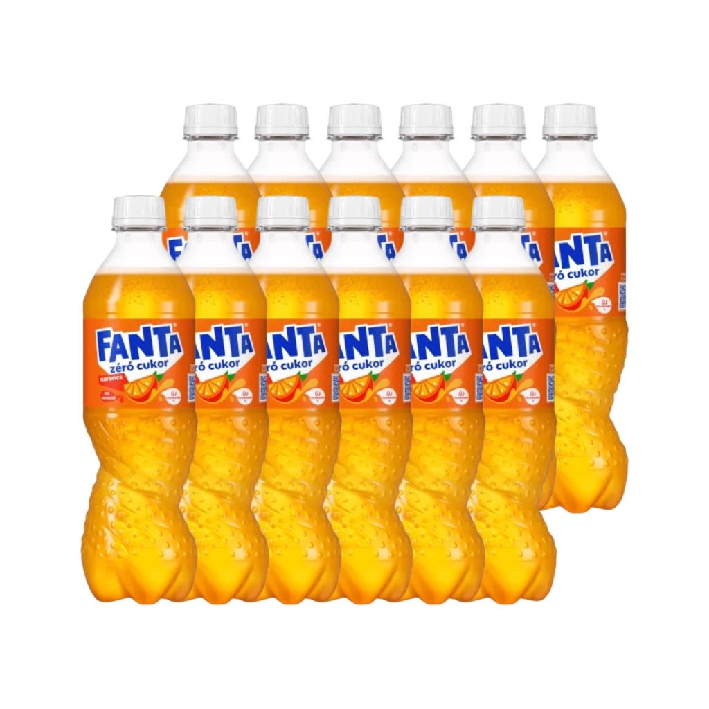 Fanta zéró cukor narancs ízű energiamentes szénsavas üdítőital édesítőszerekkel (12x500 ml)