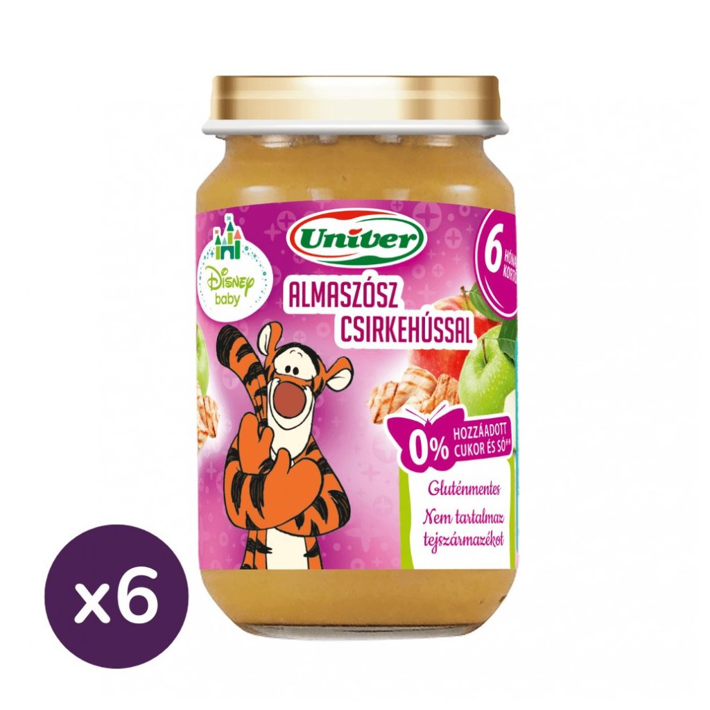 INGYENES SZÁLLÍTÁS - Univer almaszósz csirkehússal, 6 hó+ (6x163 g)