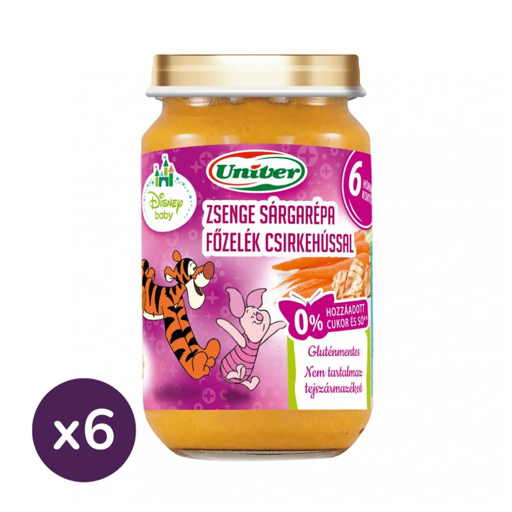 Univer zsenge sárgarépa főzelék csirkehússal, 6 hó+ (6x163 g)