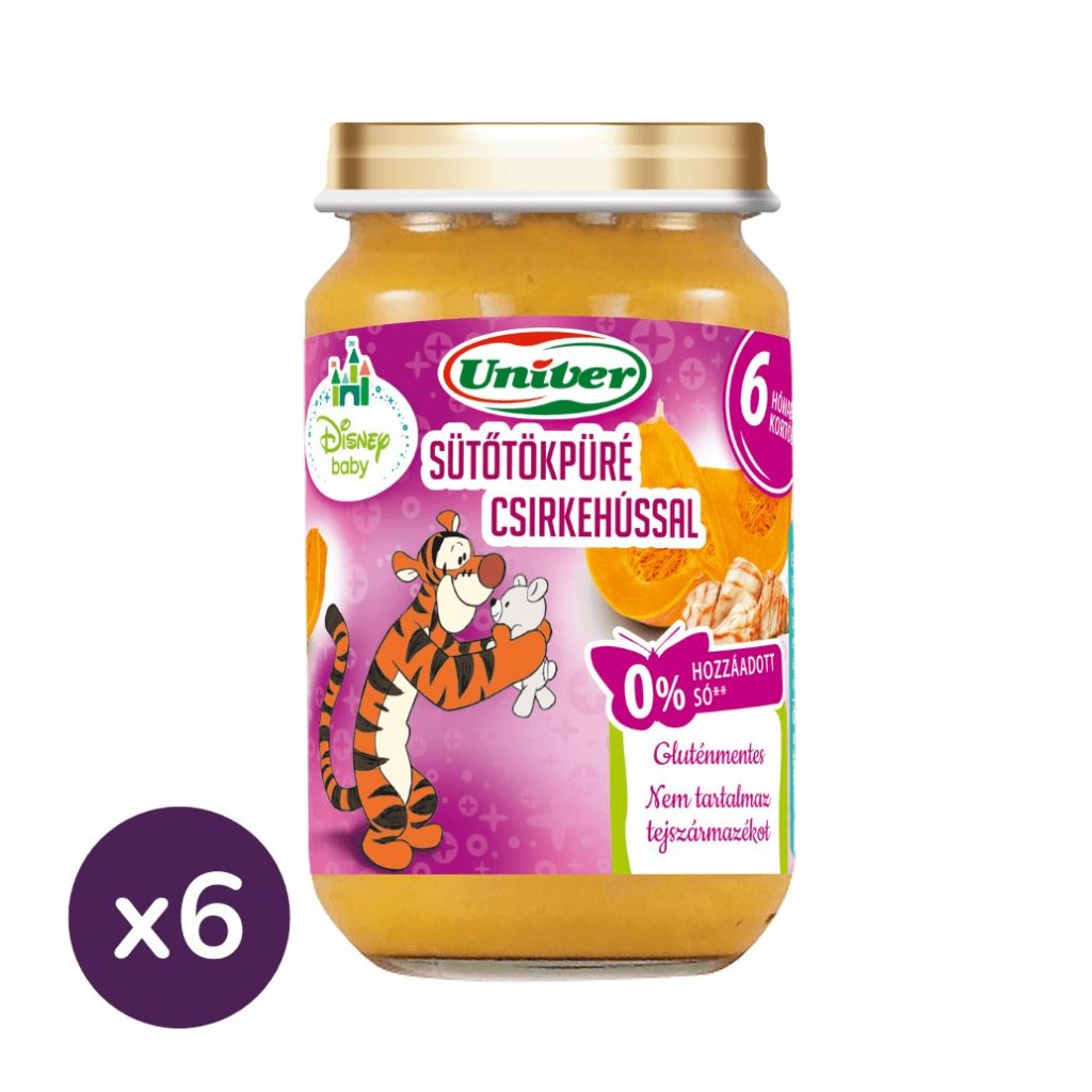Univer sütőtökpüré csirkehússal, 6 hó+ (6x163 g)