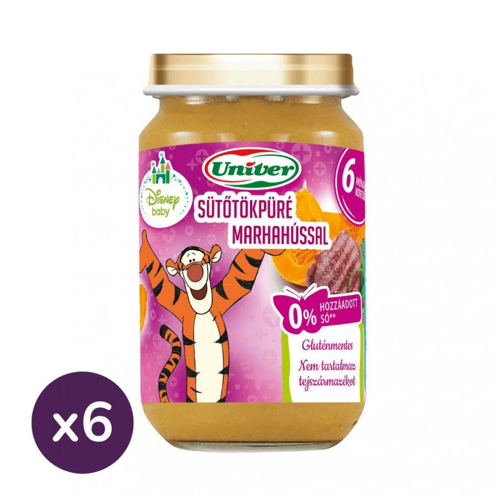 Univer sütőtökpüré marhahússal, 6 hó+ (6x163 g)