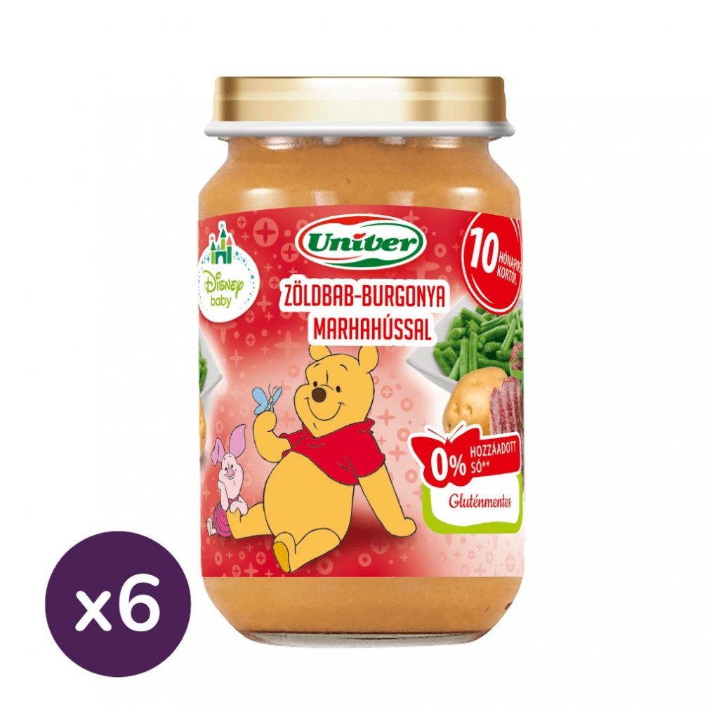 Univer zöldbab-burgonya marhahússal, 10 hó+ (6x220 g)