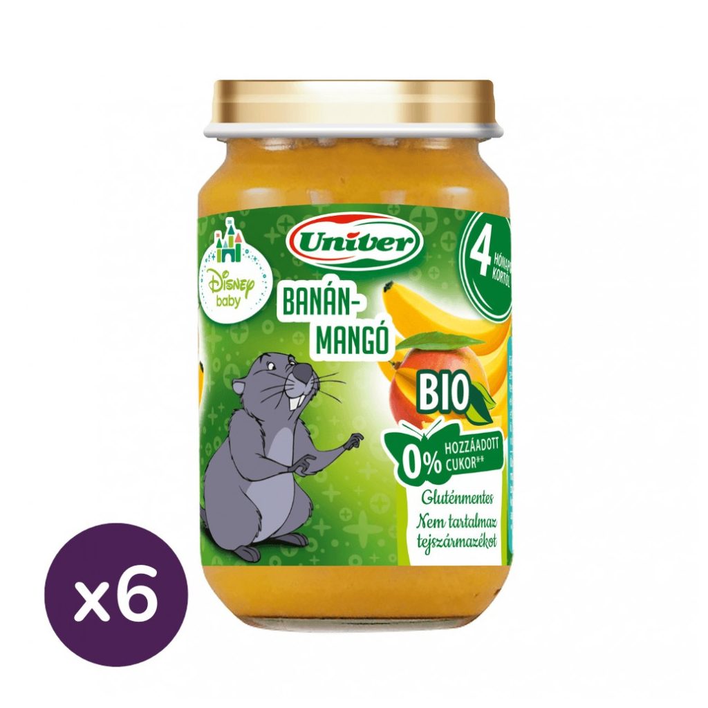 Univer BIO banán-mangó bébidesszert, 4 hó+ (6x163 g)