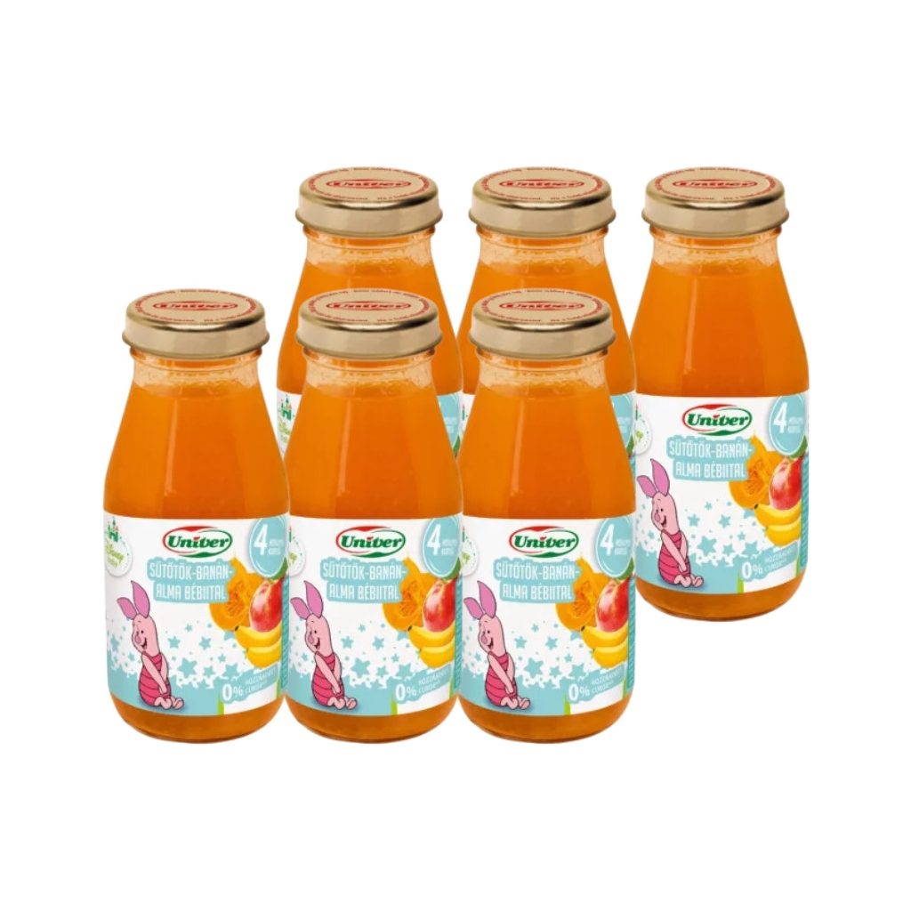 Univer sütőtök-banán-alma bébiital, 4 hó+ (6x200 ml)