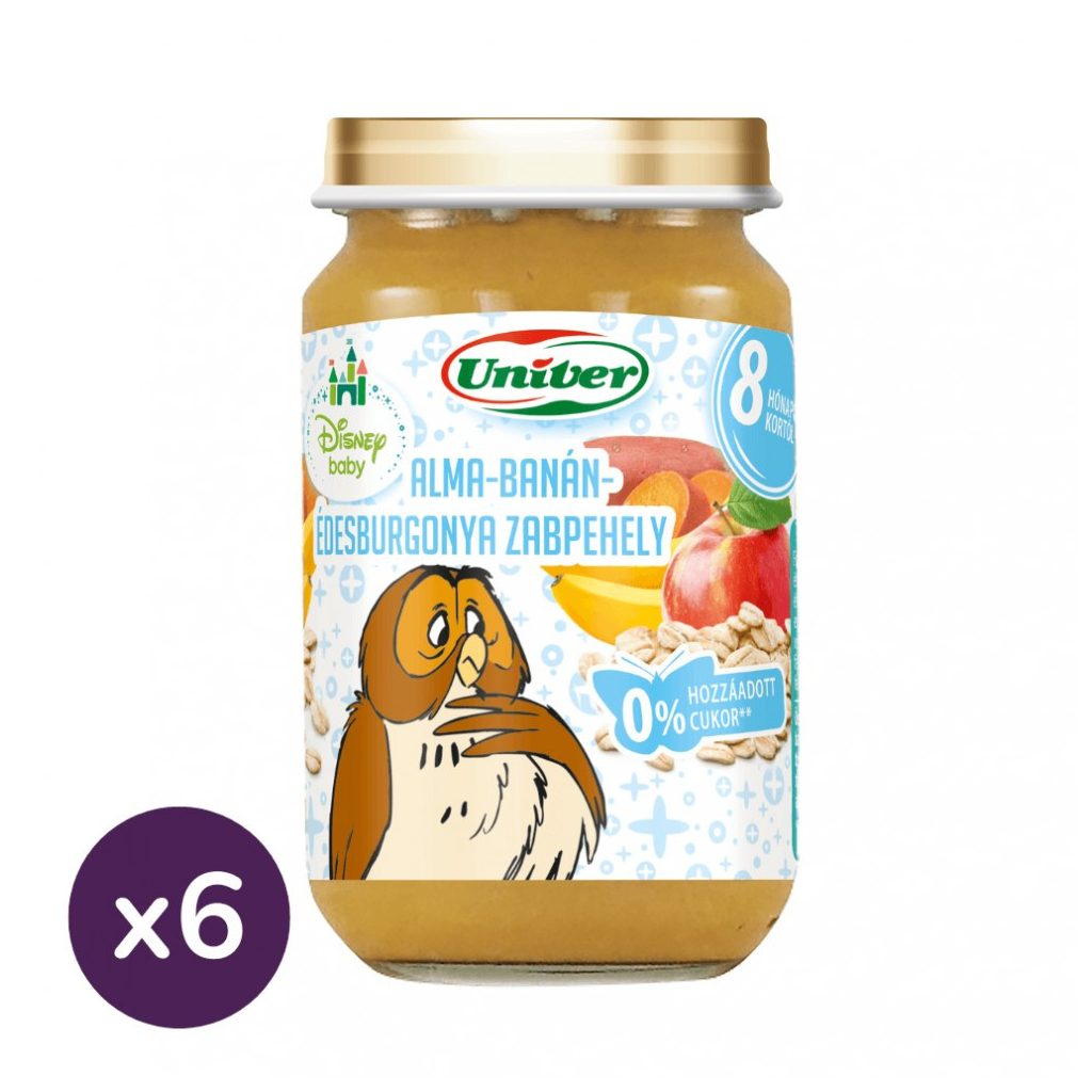 Univer alma-banán-édesburgonya zabpehellyel bébidesszert, 8 hó+ (6x163 g)