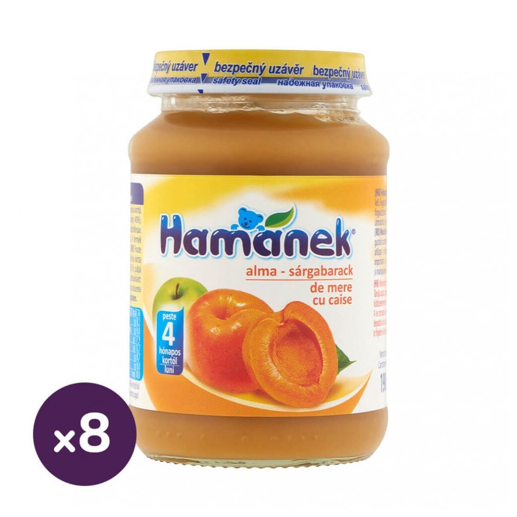 Hamánek bébidesszert alma-sárgabarack, 4 hó+ (8x190 g)