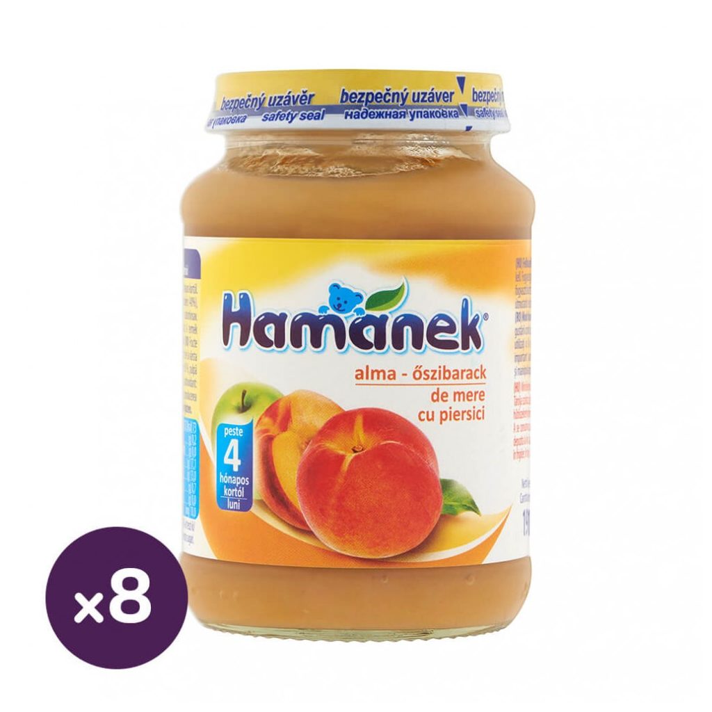 Hamánek bébidesszert alma-őszibarack, 4 hó+ (8x190 g)