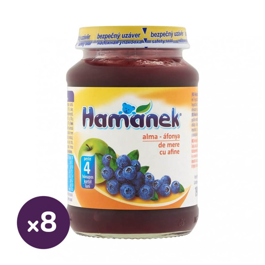 Hamánek bébidesszert alma-áfonya, 6 hó+ (8x190 g)