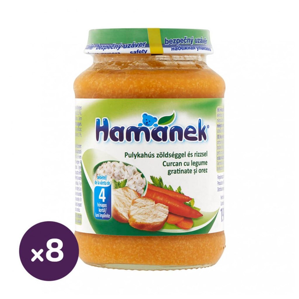 Hamánek bébiétel pulykahús zöldséggel és rizzsel, 5 hó+ (8x190 g)