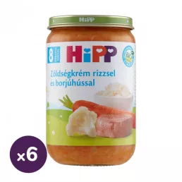   Hipp BIO zöldségkrém rizzsel és borjúhússal, 8 hó+ (6x220 g)