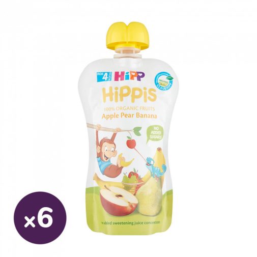 Hipp HiPPiS BIO gyümölcspép alma-körte-banán, 4 hó+ (6x100 g)