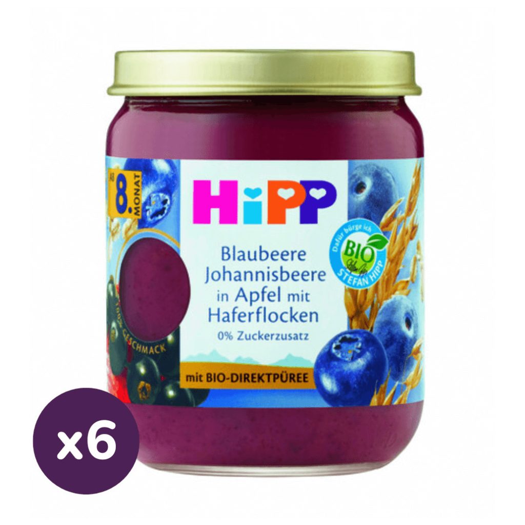 Hipp BIO Prémium Alma-áfonya-feketeribizli zabpehellyel 8 hó+ (6x160 g)