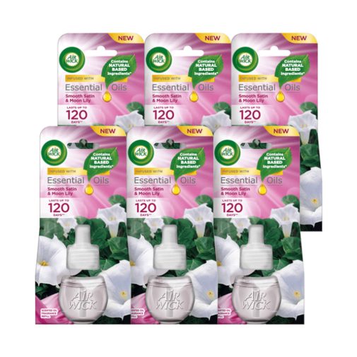 Air Wick elektromos légfrissítő utántöltő, Bársonyos Szatén és Éji Liliom illat (6x19 ml)