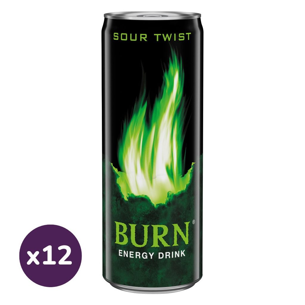 Burn Sour Twist zöld alma ízesítésű szénsavas ital koffeinnel (12x250 ml)