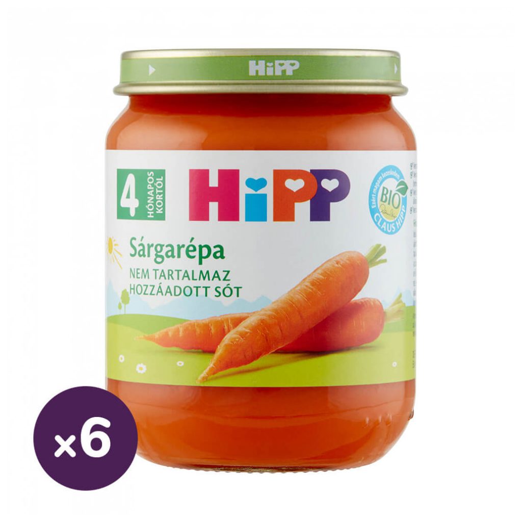Hipp BIO sárgarépa főzelék, 4 hó+ (6x125 g)