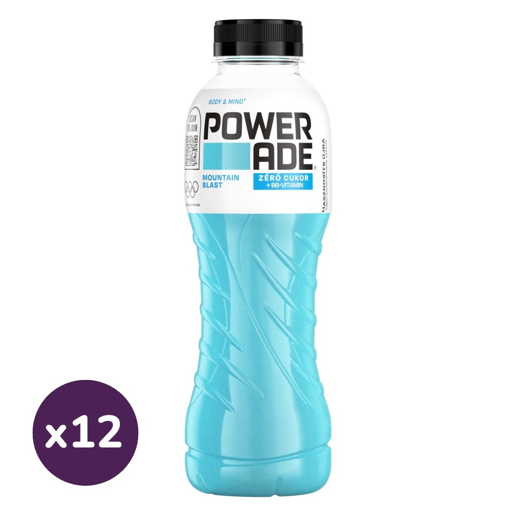 Powerade Mountain Blast zéró cukor vegyes bogyósgyümölcs ízű szénsavmentes energiamentes ital (12x500 ml)