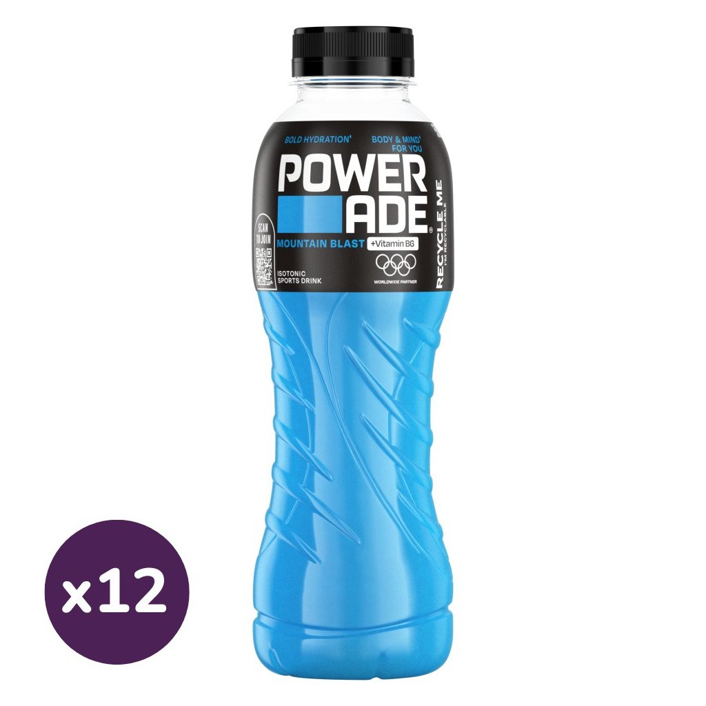 Powerade Mountain Blast vegyesgyümölcs ízű szénsavmentes izotóniás sportital (12x500 ml)