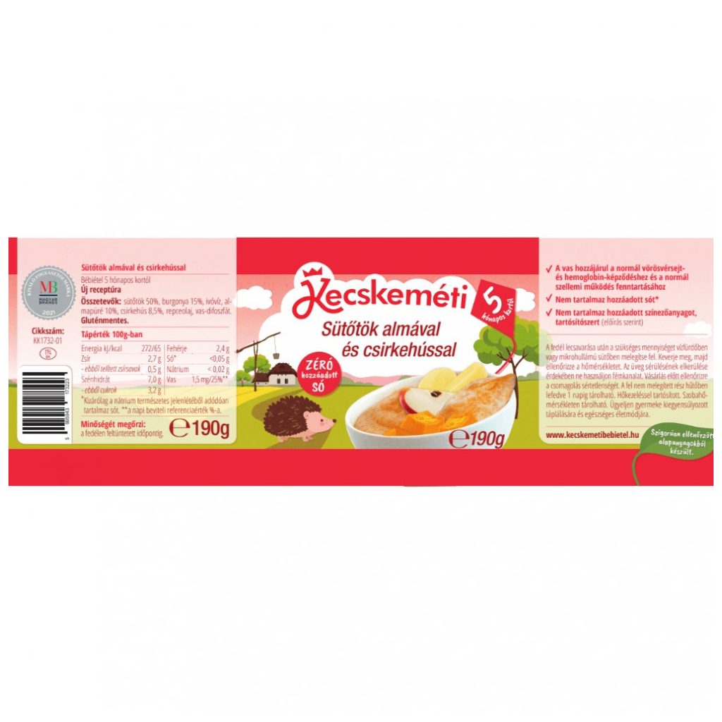 Kecskeméti sütőtök almával és csirkehússal, 5 hó+ (6x190 g)