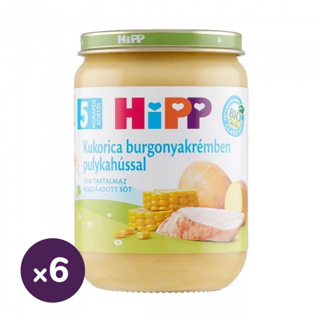 Hipp BIO kukorica burgonyakrémben pulykahússal, 5 hó+ (6x190 g)