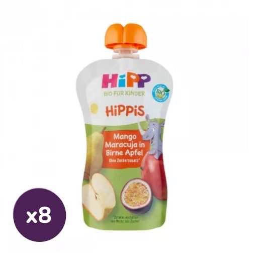 Hipp HiPPiS BIO gyümölcspép mangó-maracuja almás körtében, 12 hó+ (8x100 g)